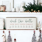 Deck The Halls Funny Christmas Wood Sign Handmade Tabletop Mantel Shelf Decor 10x4x1 Red Green BandsCo Straps