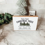 Farm Fresh Christmas Trees Cut And Carry Rustic 6x4x1 Wooden Block Sign Winter Holiday Decor BandsCo Straps