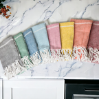 Turkish Hand Towel Oversized 100% Cotton Peshtemal Lightweight Absorbent BandsCo Straps