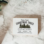 Farm Fresh Christmas Trees Cut And Carry Rustic 6x4x1 Wooden Block Sign Winter Holiday Decor BandsCo Straps