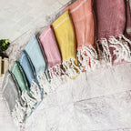 Turkish Hand Towel Oversized 100% Cotton Peshtemal Lightweight Absorbent BandsCo Straps