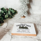 Farm Fresh Christmas Trees Cut And Carry Rustic 6x4x1 Wooden Block Sign Winter Holiday Decor BandsCo Straps