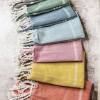 Turkish Hand Towel Oversized 100% Cotton Peshtemal Lightweight Absorbent BandsCo Straps