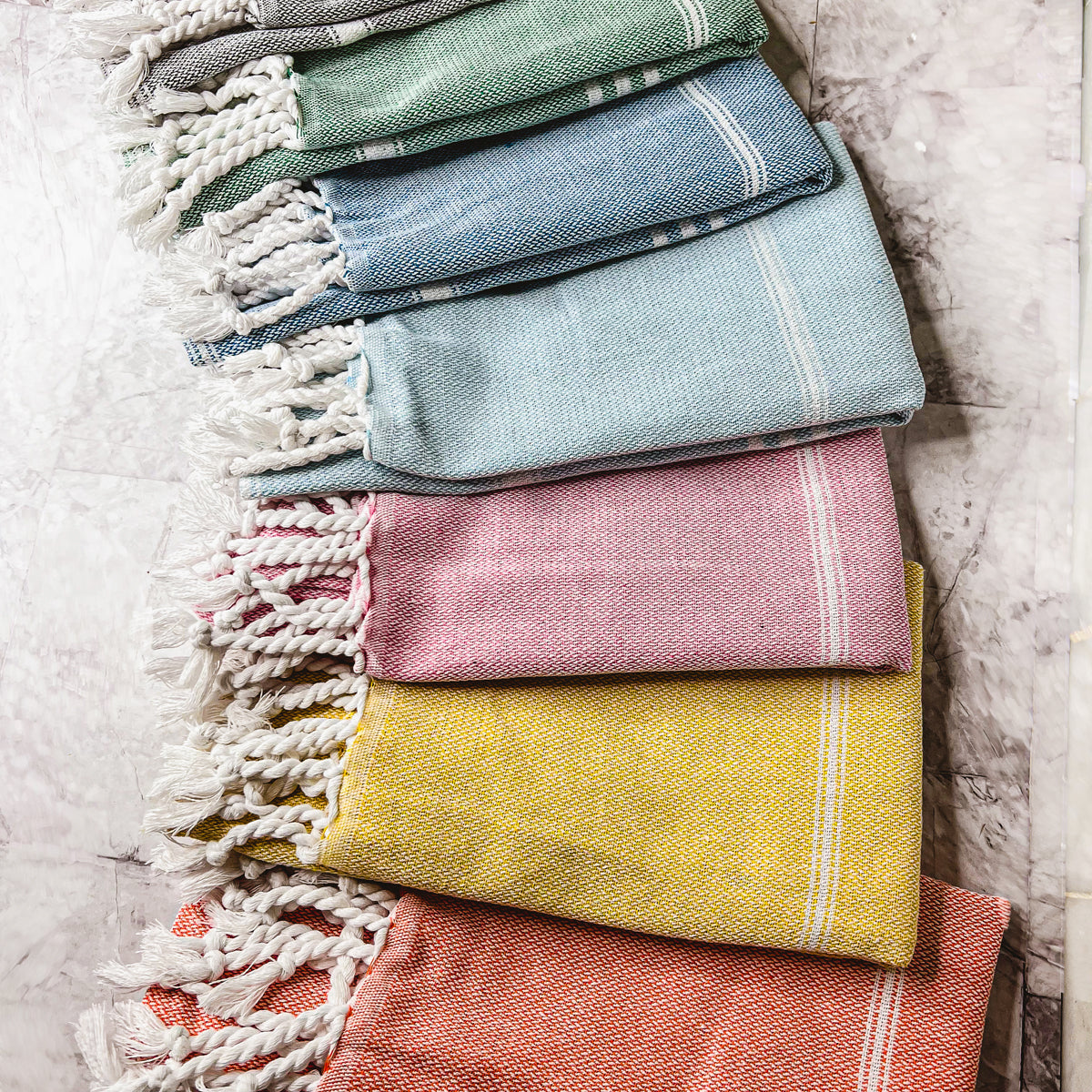 Turkish Hand Towel Oversized 100% Cotton Peshtemal Lightweight Absorbent BandsCo Straps