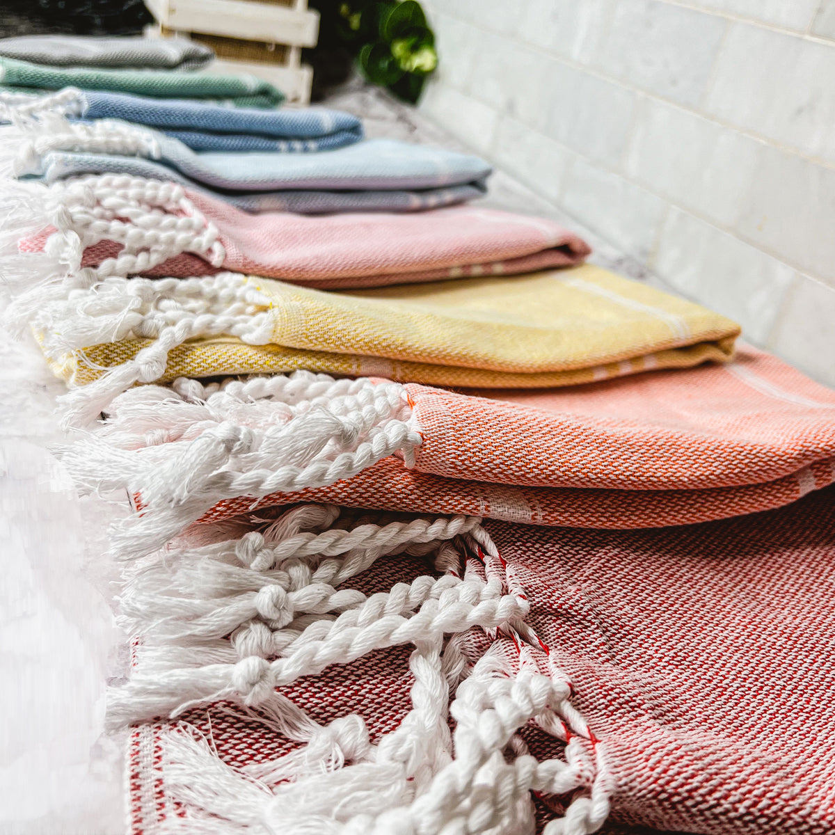 Turkish Hand Towel Oversized 100% Cotton Peshtemal Lightweight Absorbent BandsCo Straps