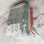 Turkish Hand Towel Oversized 100% Cotton Peshtemal Lightweight Absorbent BandsCo Straps