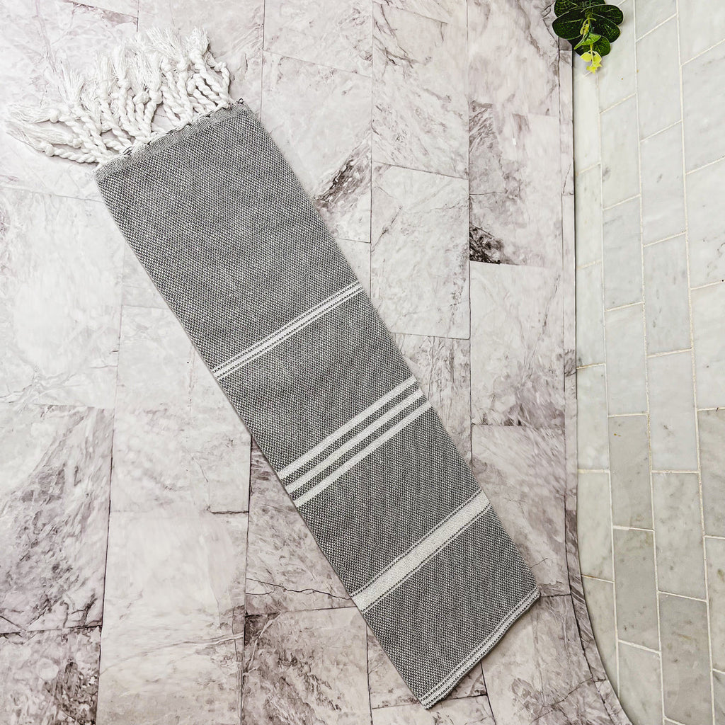 Turkish Hand Towel Oversized 100% Cotton Peshtemal Lightweight Absorbent BandsCo Straps