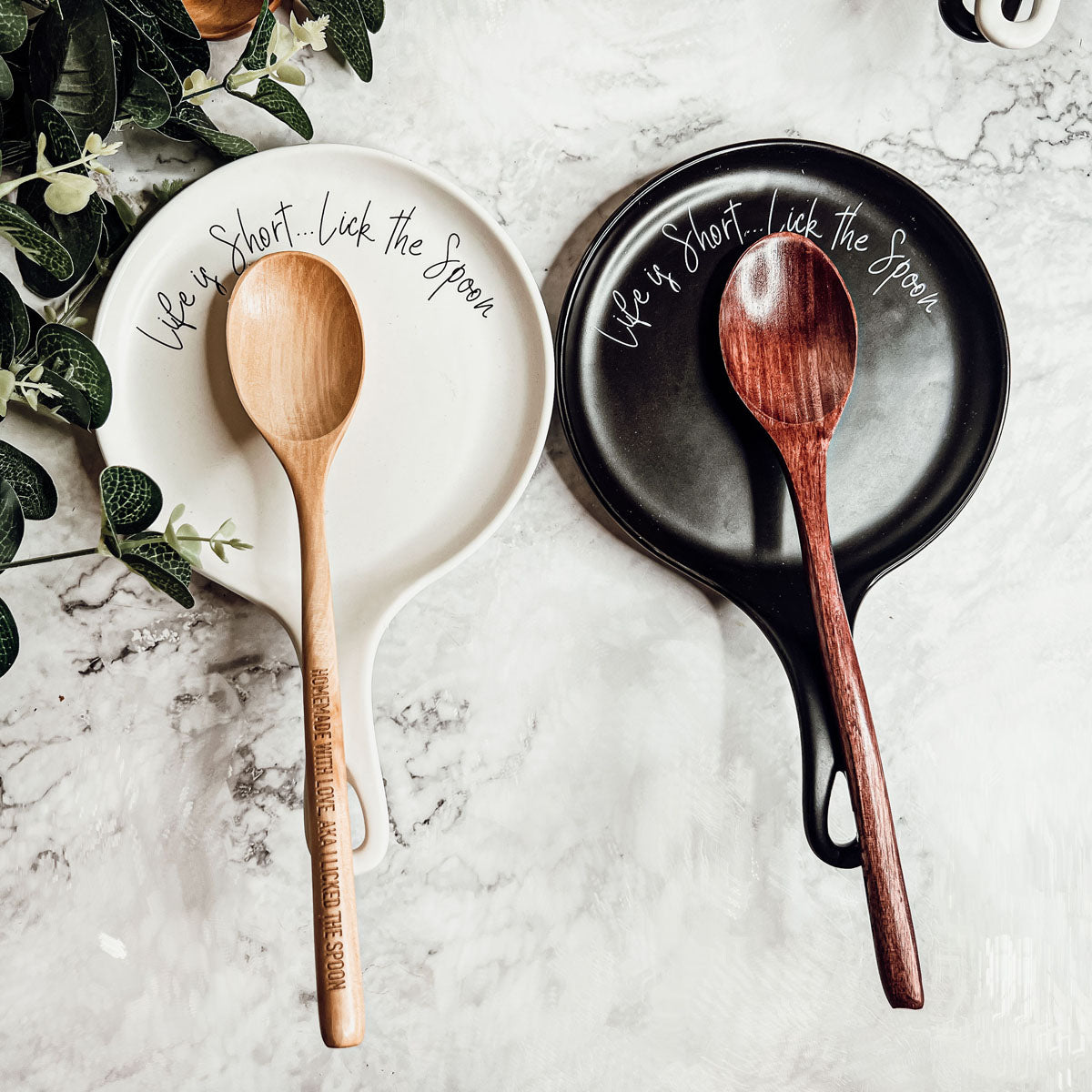 Spoon Rest And Wooden Spoon Set Custom Color Quote Choice Kitchen Gift BandsCo Straps