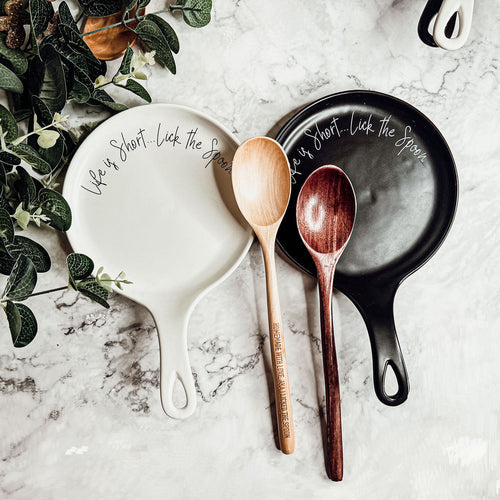 Spoon Rest And Wooden Spoon Set Custom Color Quote Choice Kitchen Gift BandsCo Straps