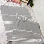 Turkish Hand Towel Oversized 100% Cotton Peshtemal Lightweight Absorbent BandsCo Straps