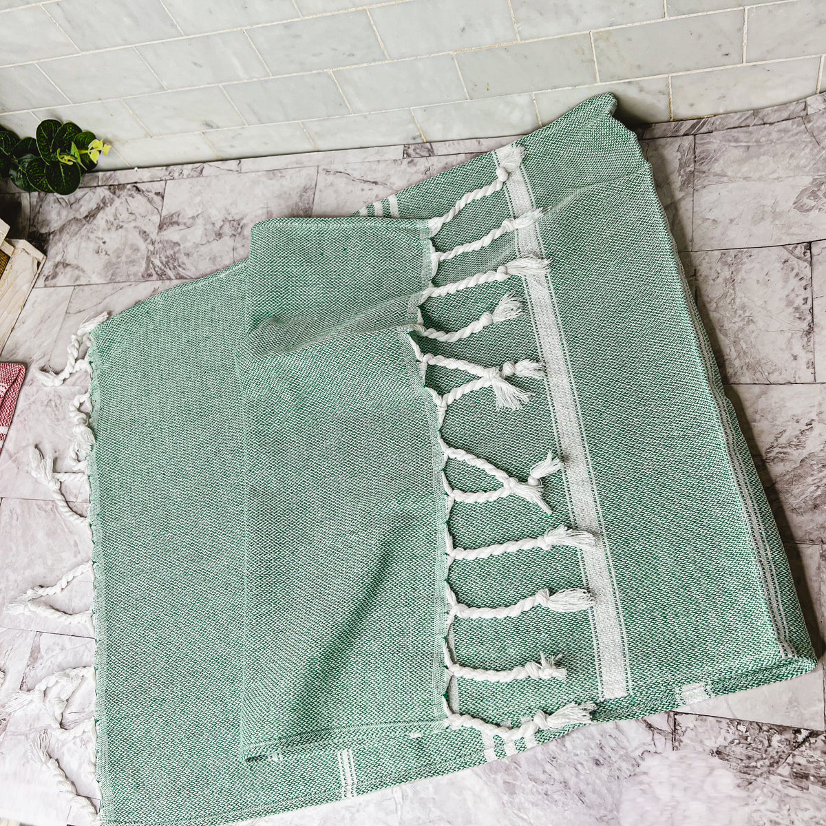 Turkish Hand Towel Oversized 100% Cotton Peshtemal Lightweight Absorbent BandsCo Straps
