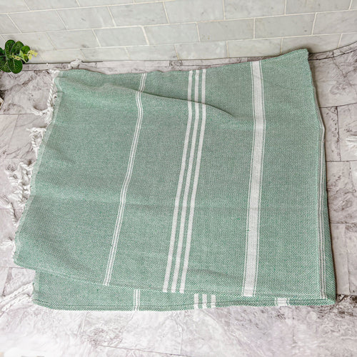 Turkish Hand Towel Oversized 100% Cotton Peshtemal Lightweight Absorbent BandsCo Straps
