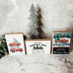 Farm Fresh Christmas Trees Cut And Carry Rustic 6x4x1 Wooden Block Sign Winter Holiday Decor BandsCo Straps