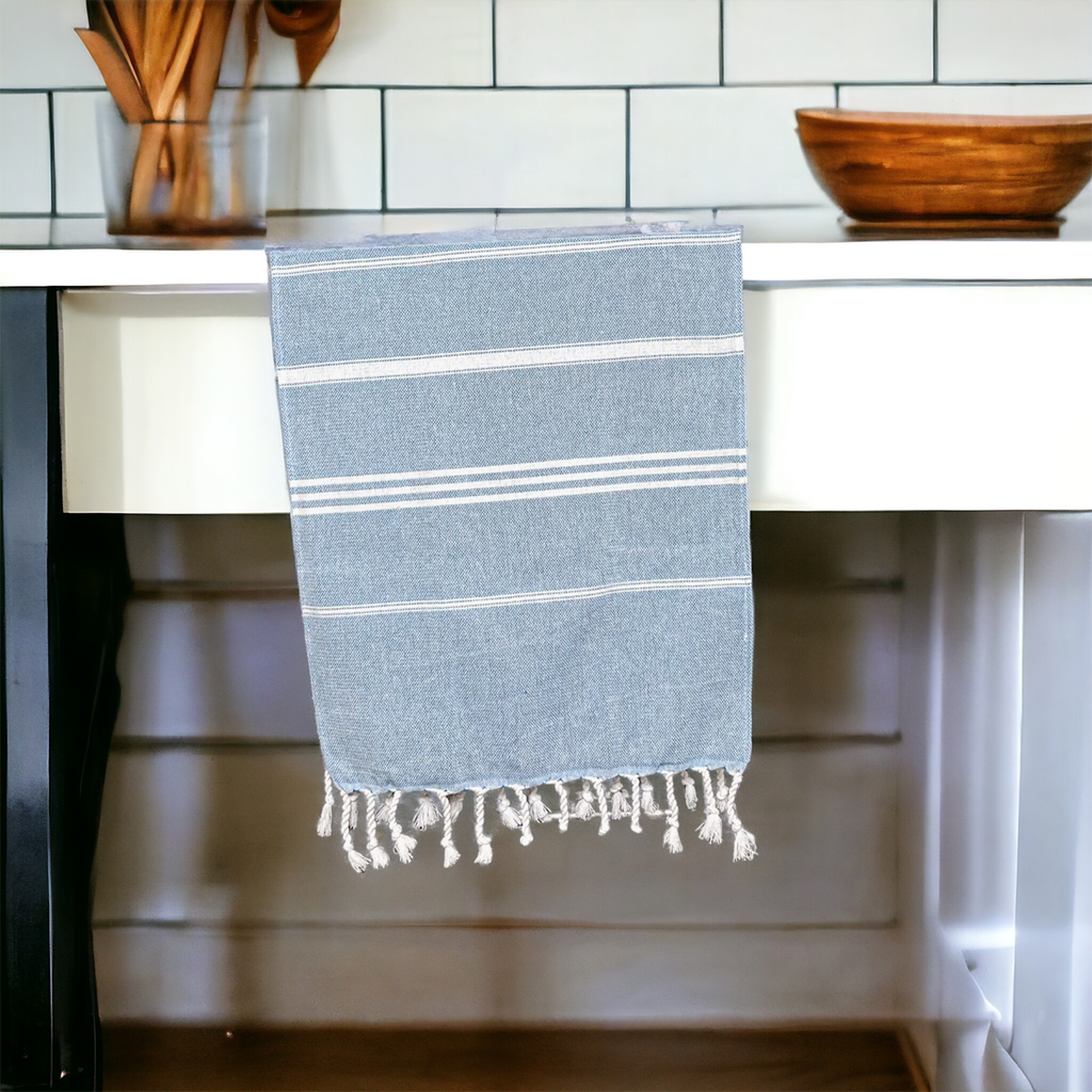 Turkish Hand Towel Oversized 100% Cotton Peshtemal Lightweight Absorbent BandsCo Straps