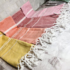 Turkish Hand Towel Oversized 100% Cotton Peshtemal Lightweight Absorbent BandsCo Straps