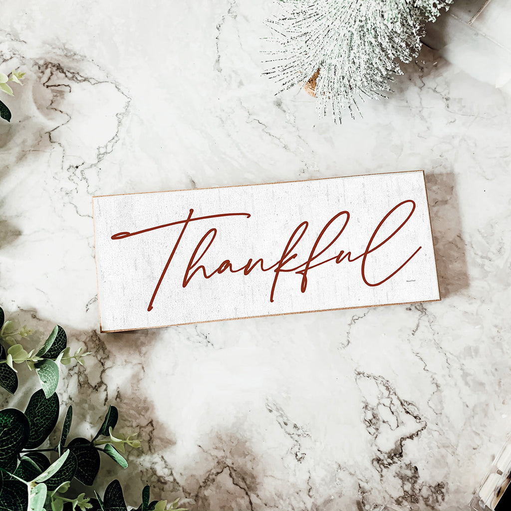 Give Thanks Rustic Wall Sign Set 10x4x1 Inch, Rust Background White Script, Single Or 2-Pack BandsCo Straps