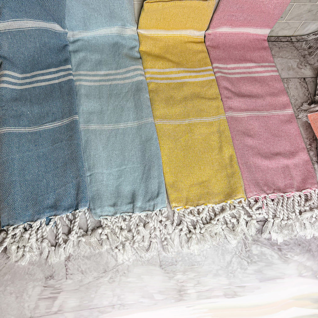 Turkish Hand Towel Oversized 100% Cotton Peshtemal Lightweight Absorbent BandsCo Straps