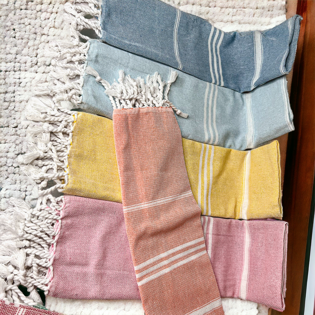 Turkish Hand Towel Oversized 100% Cotton Peshtemal Lightweight Absorbent BandsCo Straps
