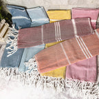 Turkish Hand Towel Oversized 100% Cotton Peshtemal Lightweight Absorbent BandsCo Straps