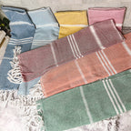 Turkish Hand Towel Oversized 100% Cotton Peshtemal Lightweight Absorbent BandsCo Straps