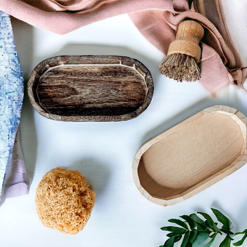 Handmade Rustic Wood Tray For Two 16oz Dispensers And Vanity Countertop Tray BandsCo Straps
