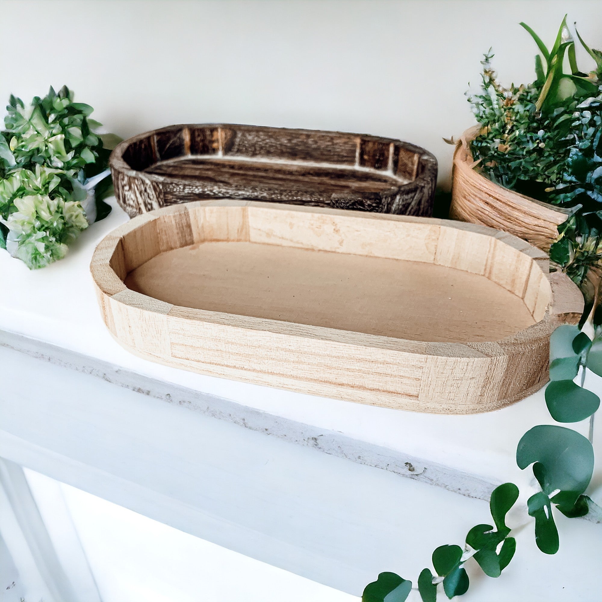 Handmade Rustic Wood Tray For Two 16oz Dispensers And Vanity Countertop Tray BandsCo Straps