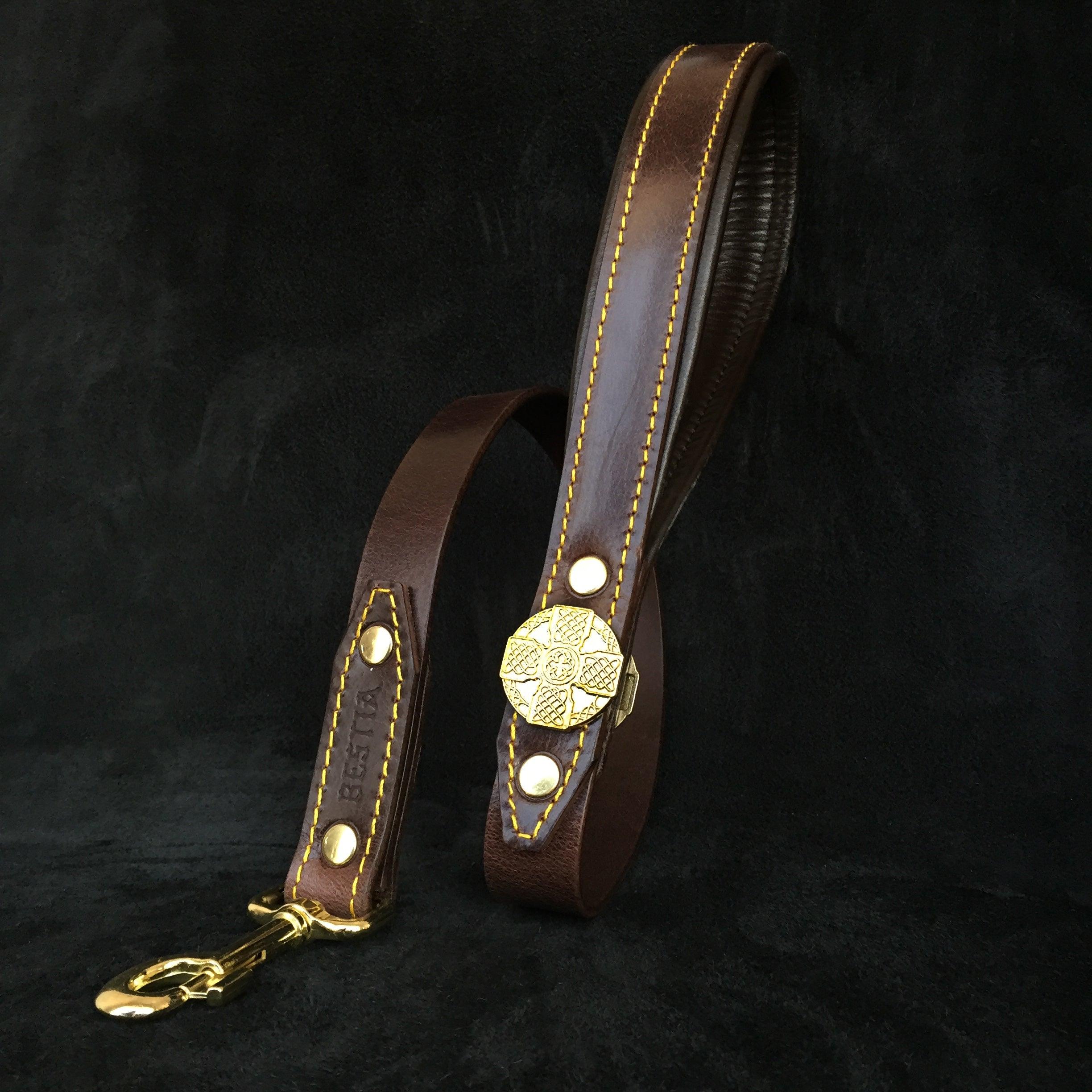 The "Maximus" Brown leash - SJB-DIAMOND ELITES