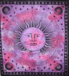 Sun And Crescent Moon Tie Dye Tapestry Wall Hanging