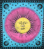Sun And Crescent Moon Tie Dye Tapestry Wall Hanging