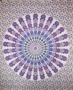 Peacock Feather Mandala Cotton Tapestry Wall Hanging