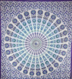 Peacock Feather Mandala Cotton Tapestry Wall Hanging