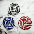 Black Braided Coaster Set 4-Pack Candy Cane Stripe Coasters Table Protectors BandsCo Straps