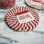 Black Braided Coaster Set 4-Pack Candy Cane Stripe Coasters Table Protectors BandsCo Straps