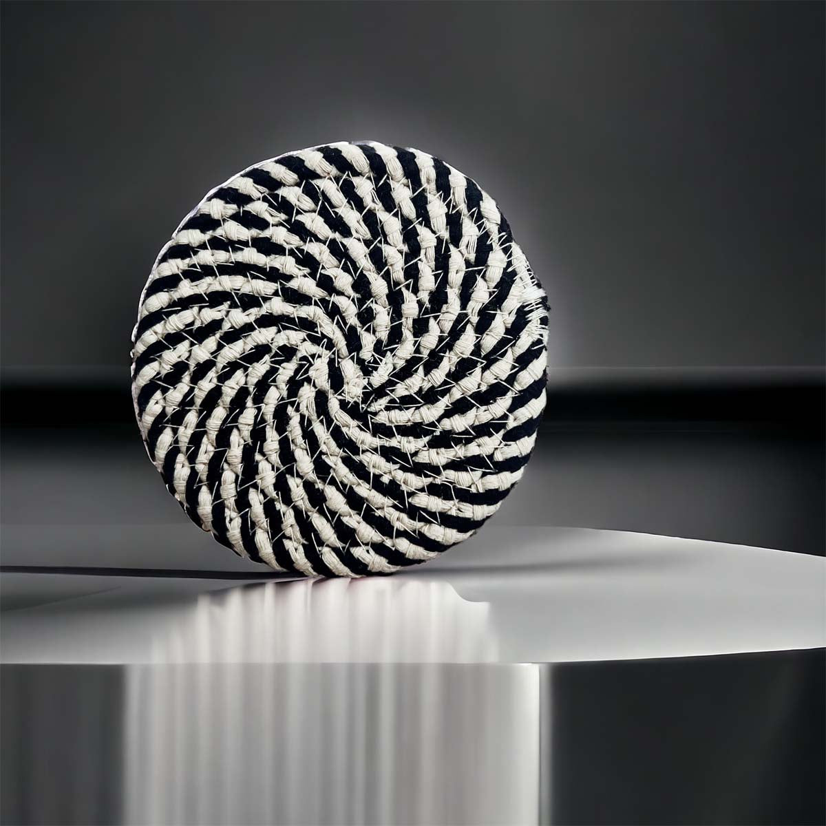 Black Braided Coaster Set 4-Pack Candy Cane Stripe Coasters Table Protectors BandsCo Straps