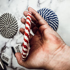 Black Braided Coaster Set 4-Pack Candy Cane Stripe Coasters Table Protectors BandsCo Straps