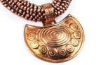 Crescent Moon Spiral Statement Necklace Handmade Copper