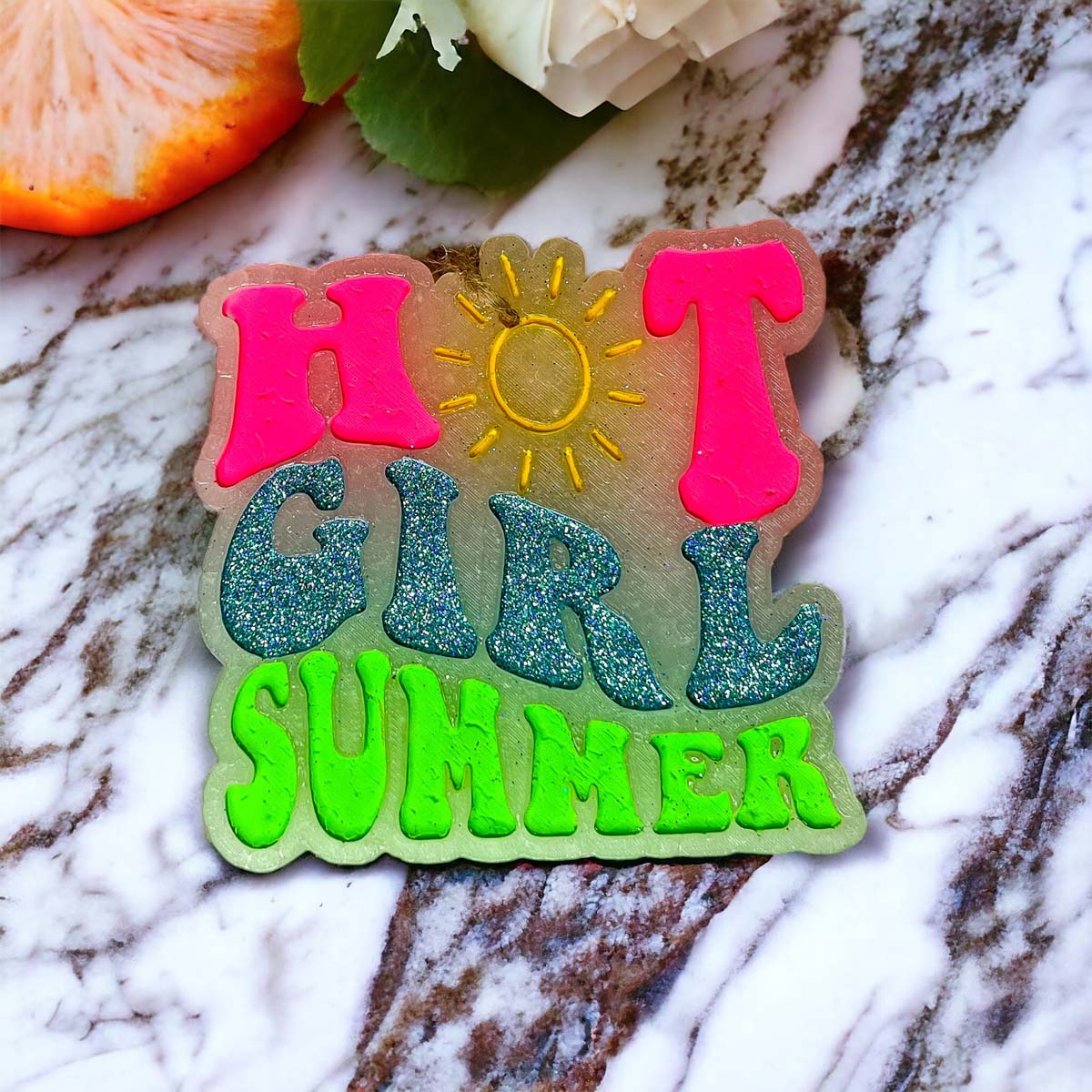 Hot Girl Summer Car Air Freshener Retro Sun Graphic Glitter Scented Hanging Car Accessory BandsCo Straps