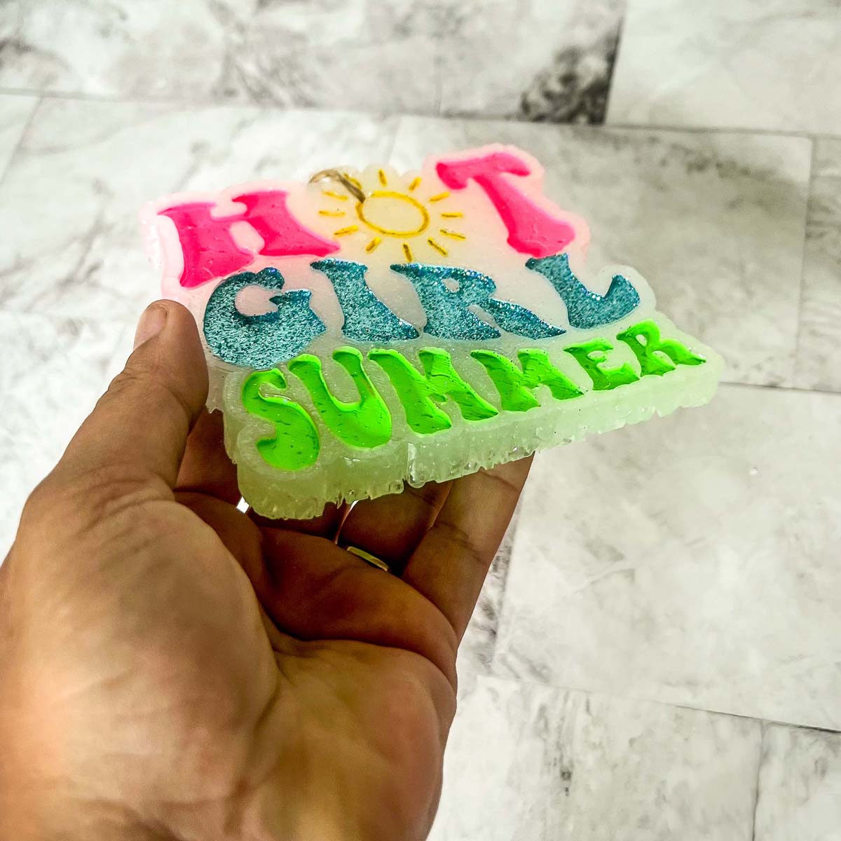 Hot Girl Summer Car Air Freshener Retro Sun Graphic Glitter Scented Hanging Car Accessory BandsCo Straps