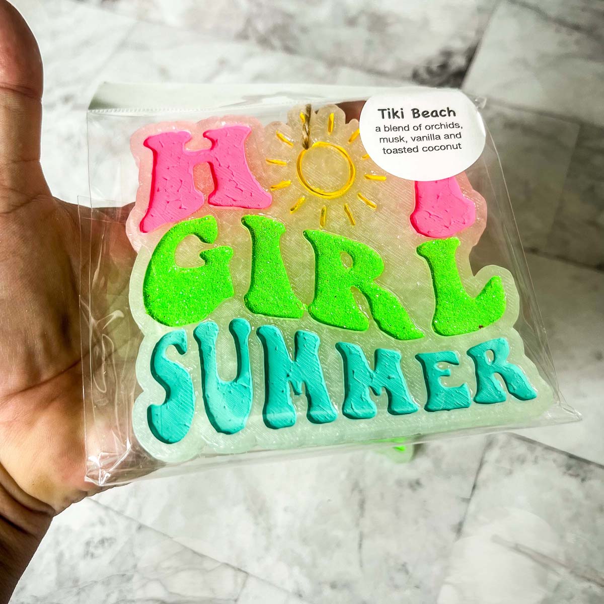 Hot Girl Summer Car Air Freshener Retro Sun Graphic Glitter Scented Hanging Car Accessory BandsCo Straps