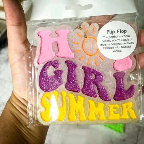 Hot Girl Summer Car Air Freshener Retro Sun Graphic Glitter Scented Hanging Car Accessory BandsCo Straps