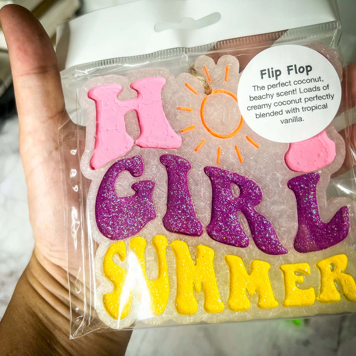 Hot Girl Summer Car Air Freshener Retro Sun Graphic Glitter Scented Hanging Car Accessory BandsCo Straps