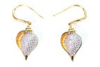 Conch Shell CZ Pave Gold Tone Dangle Earrings 1.25 Inch