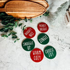 Holiday Ceramic Coaster Set With Cork Back Non Scratch Decorative Display Ready Table Accent BandsCo Straps