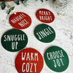 Holiday Ceramic Coaster Set With Cork Back Non Scratch Decorative Display Ready Table Accent BandsCo Straps