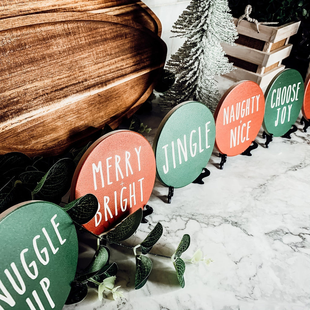 Holiday Ceramic Coaster Set With Cork Back Non Scratch Decorative Display Ready Table Accent BandsCo Straps