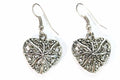 Filigree Heart Drop Earrings 3D Double Sided 1.25 Inch