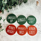 Holiday Ceramic Coaster Set With Cork Back Non Scratch Decorative Display Ready Table Accent BandsCo Straps