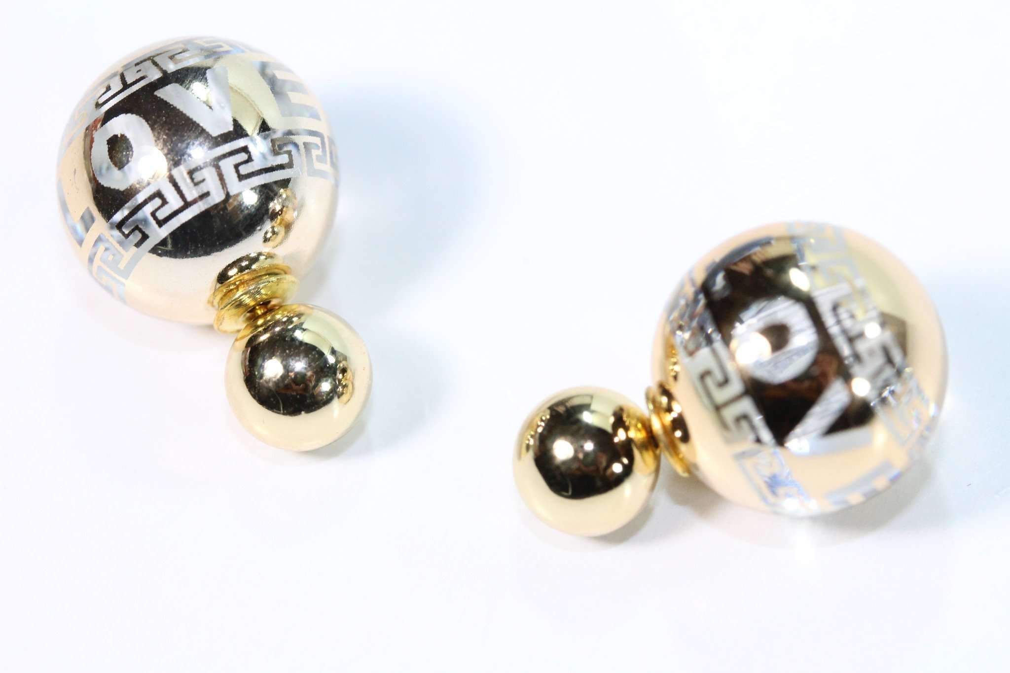 Glass Acrylic Ball Stud Earrings Large Small Polka Dot