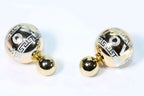 Glass Acrylic Ball Stud Earrings Large Small Polka Dot