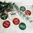 Holiday Ceramic Coaster Set With Cork Back Non Scratch Decorative Display Ready Table Accent BandsCo Straps